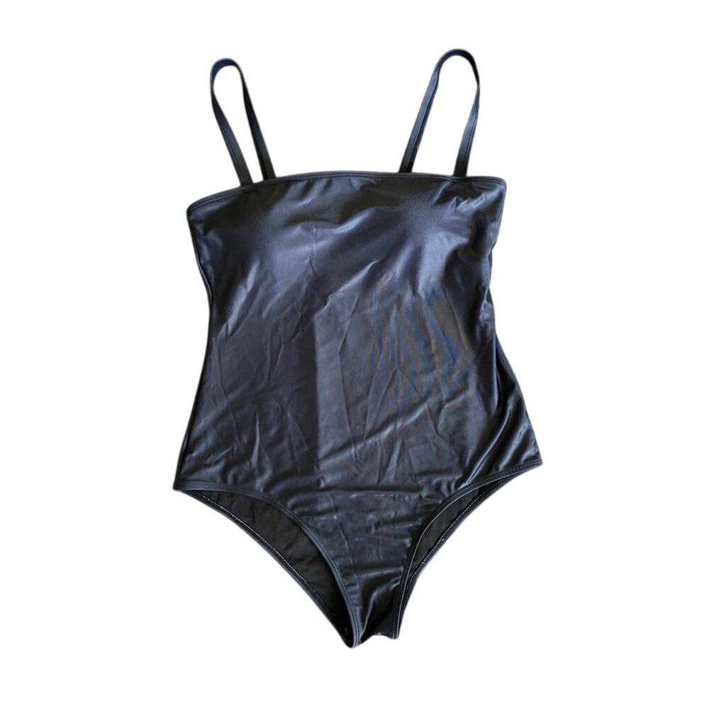 Graham Swim Modest Simple Black Adjustable Strap One Piece Swimsuit- Size XL